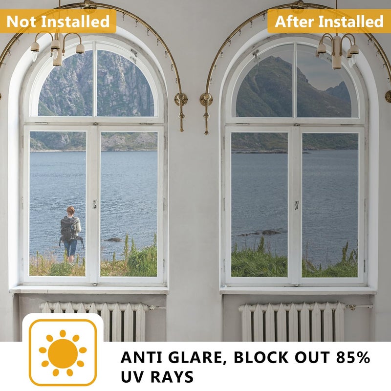 WochiTV One Way Window Film, Window Tint for Home, Heat Control UV Sun Blocking Glass Mirror Tint Non Adhesive Static Cling Reflective Window Privacy Film (Silver 23.6 in x 32.8 Ft) - Image 5